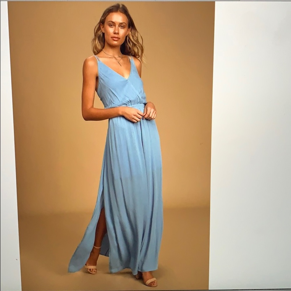 Lost in Paradise Slate Blue Maxi Dress